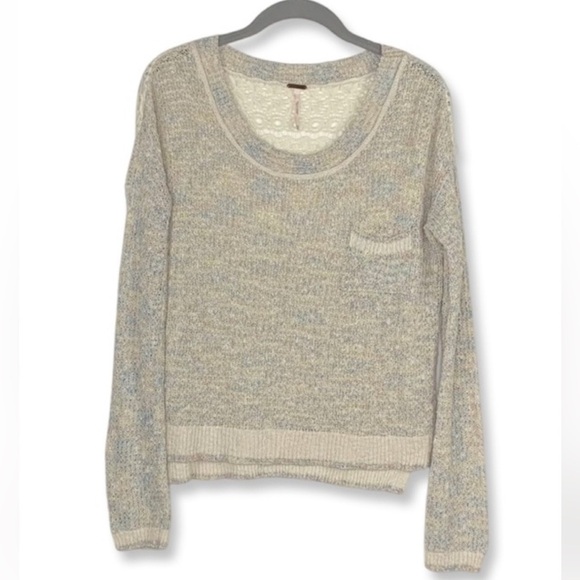 Free People Sweaters - Free People Crew Neck Sweater with crochet back oversized size XS